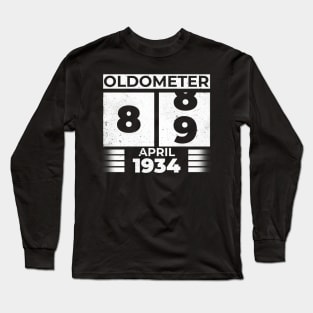 Oldometer 89 Years Old Born In April 1934 Long Sleeve T-Shirt